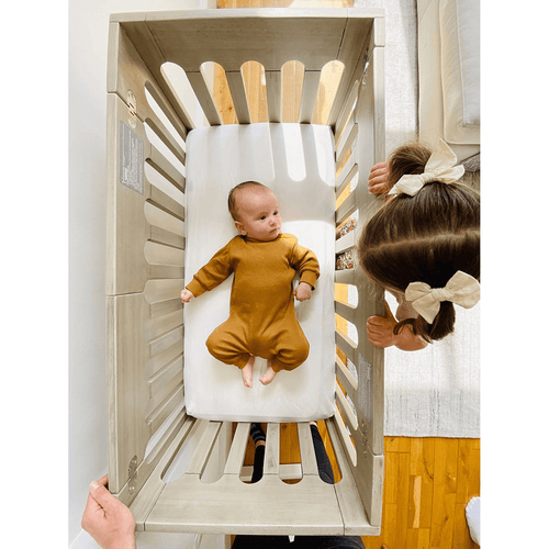 Grey mini crib sales